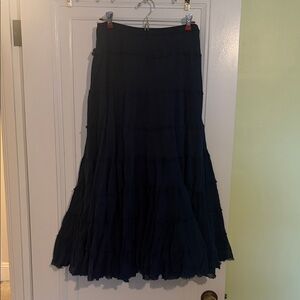 Navy Tiered Full Maxi Skirt